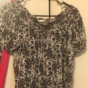 Off the shoulder top - black and white.